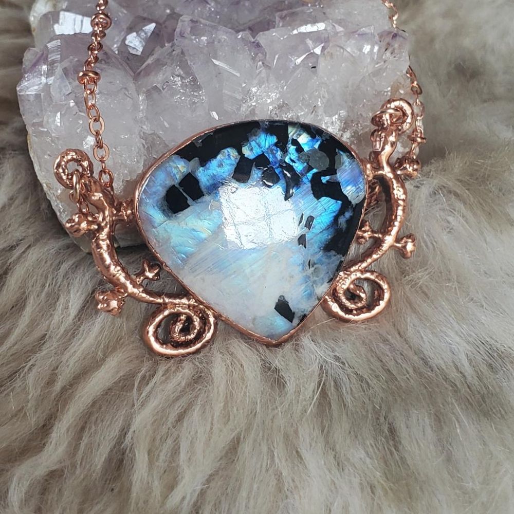 Newtling Moonstone Copper Electroformed Necklace