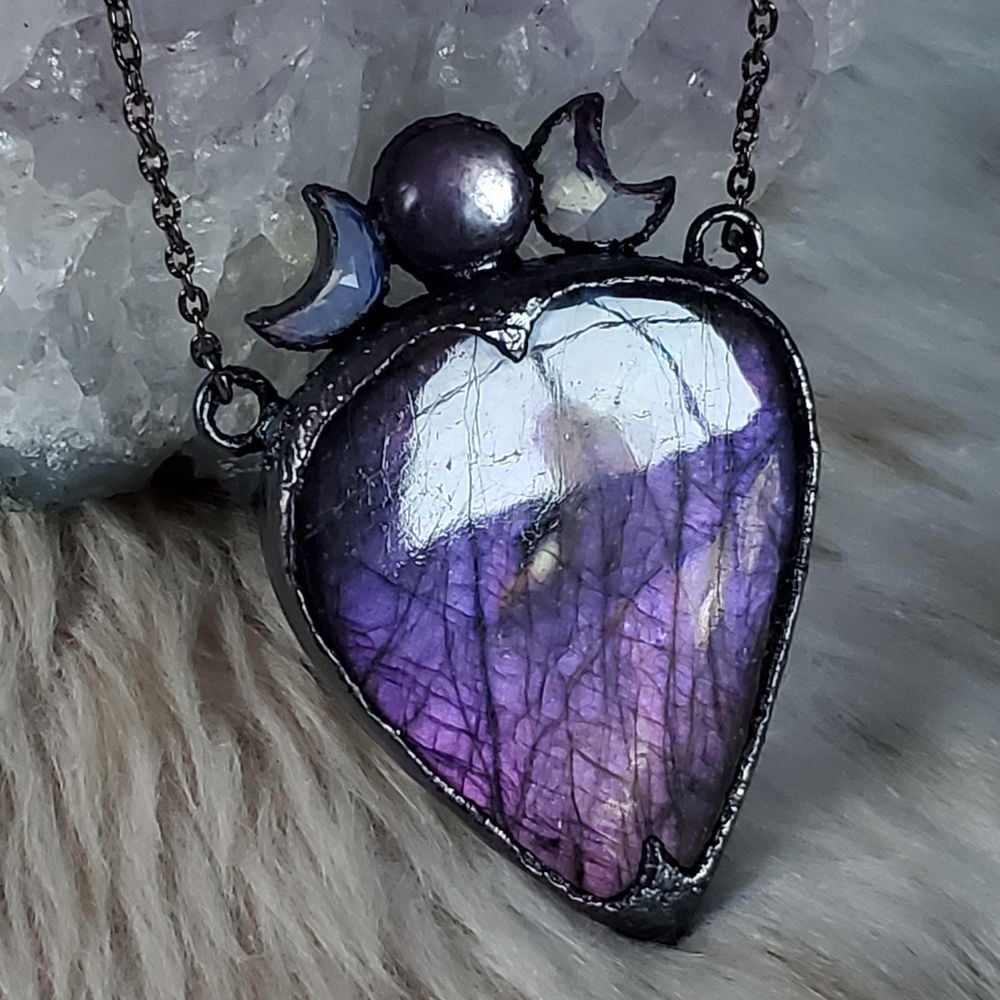 Regal Xishlon Moon - Purple Labradorite Necklace