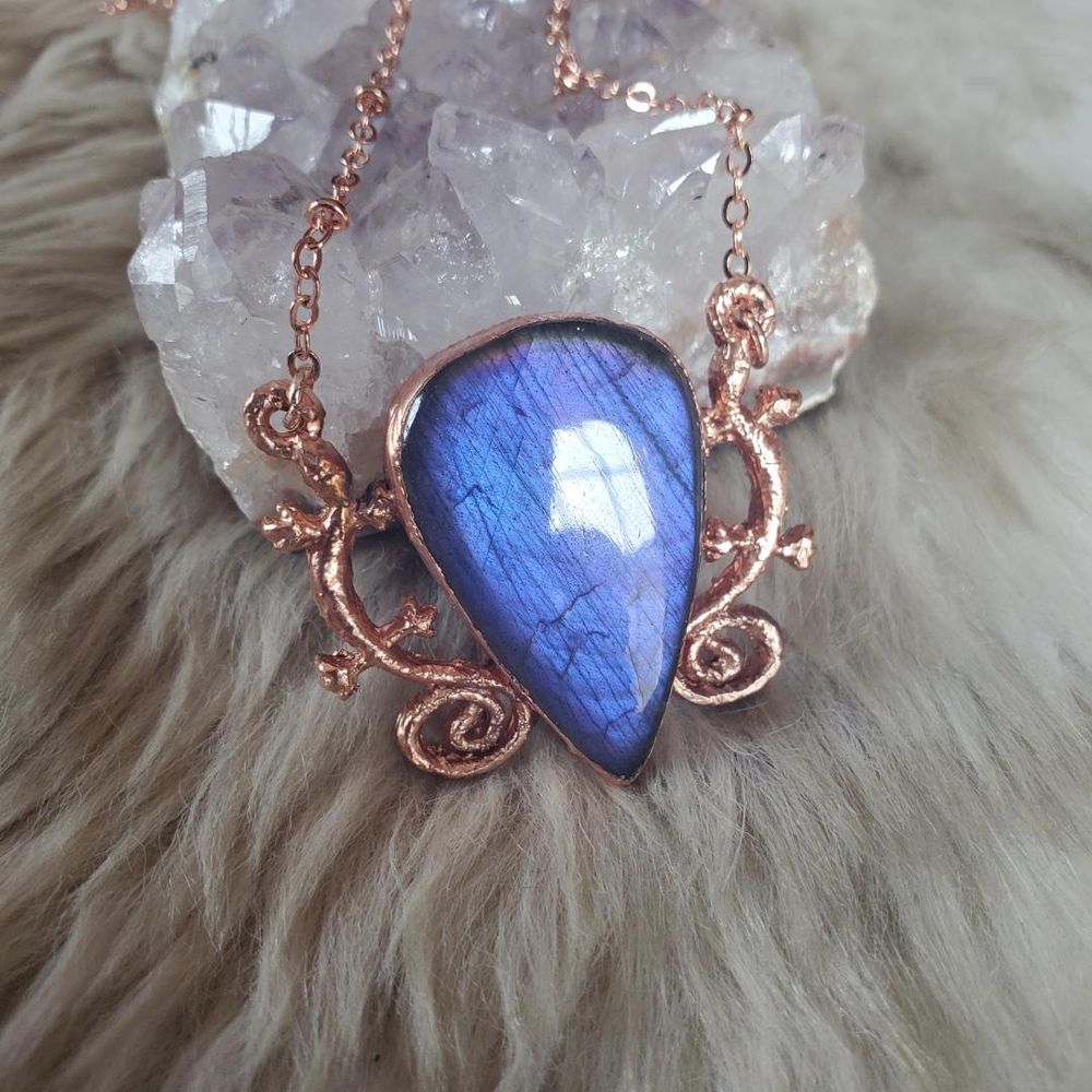 Newtling Purple Labradorite Copper Electroformed Necklace