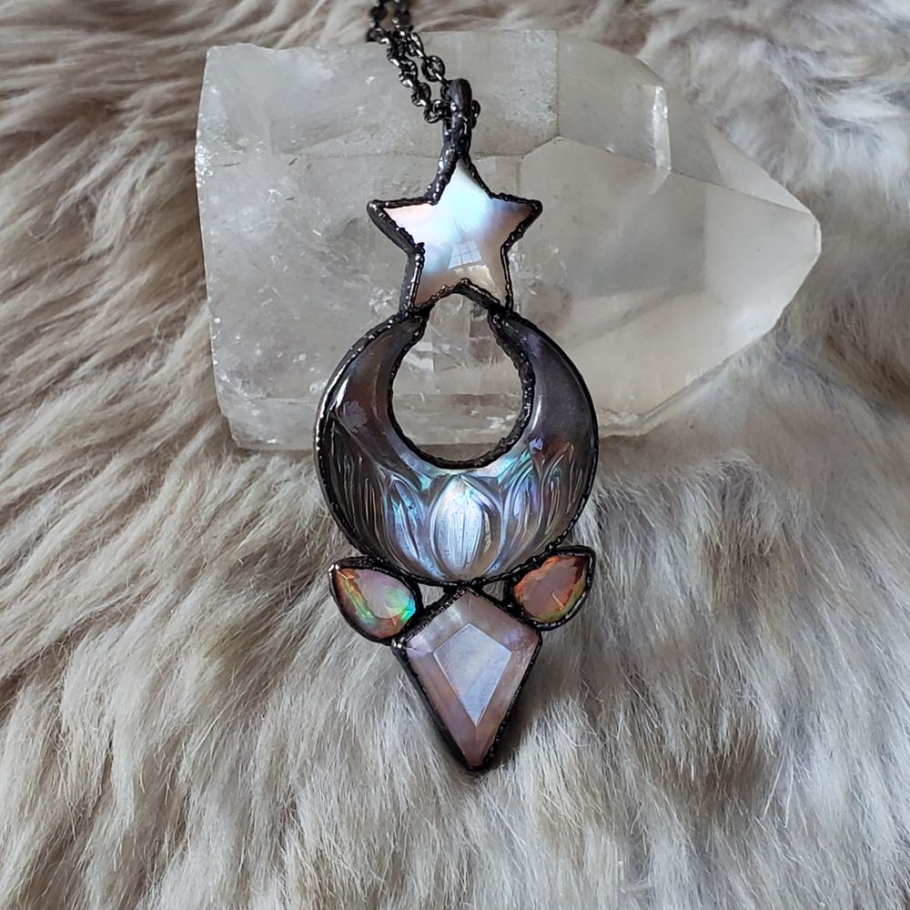 Ethereal Glow - Mother of Pearl doublet necklace