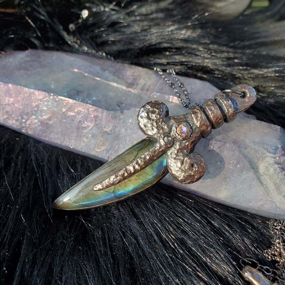 Labradorite Protection Dagger Necklace