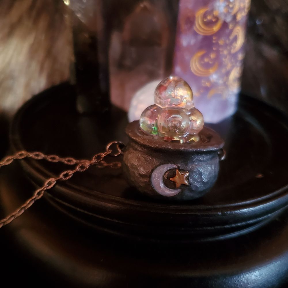 Mini Cauldron Necklace - Polymer Clay & Acrylic 