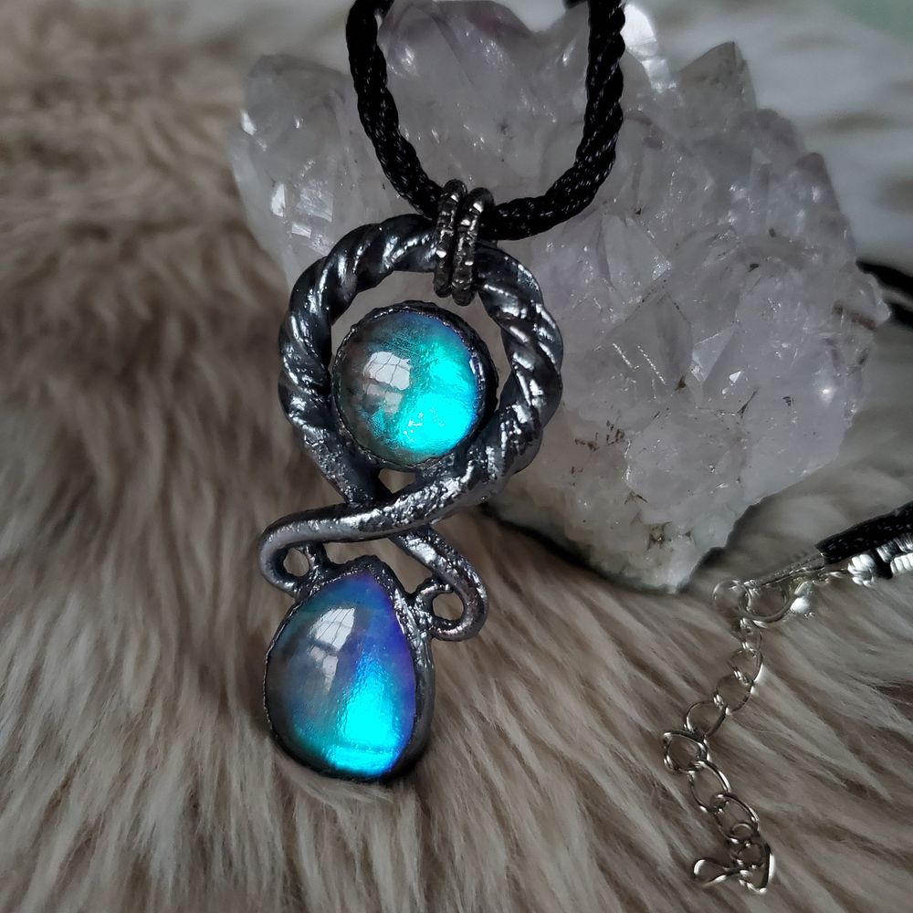 Norse Lights - Coated Labradorite Copper Electroformed Neckl...
