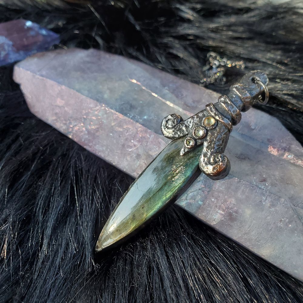 Labradorite Protection Dagger Necklace