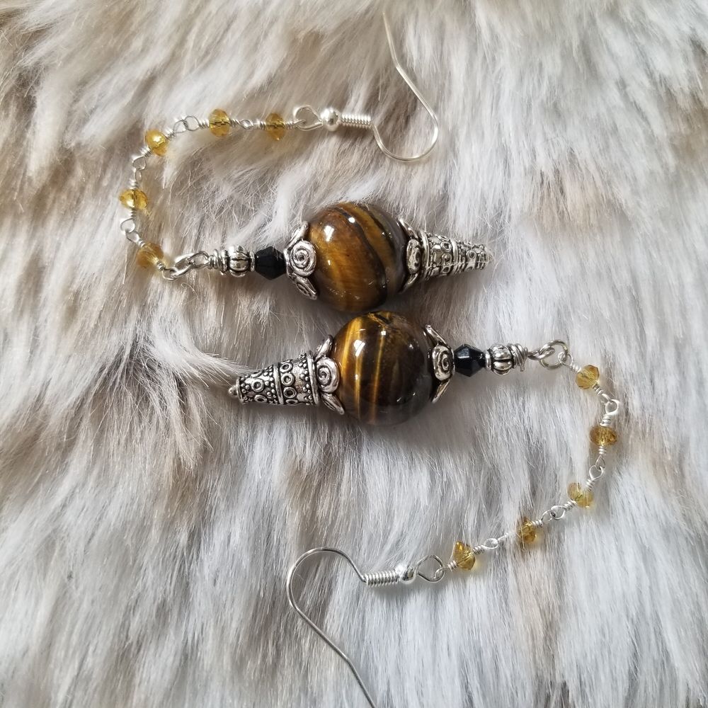 Tiger's Eye Pendulum Earrings