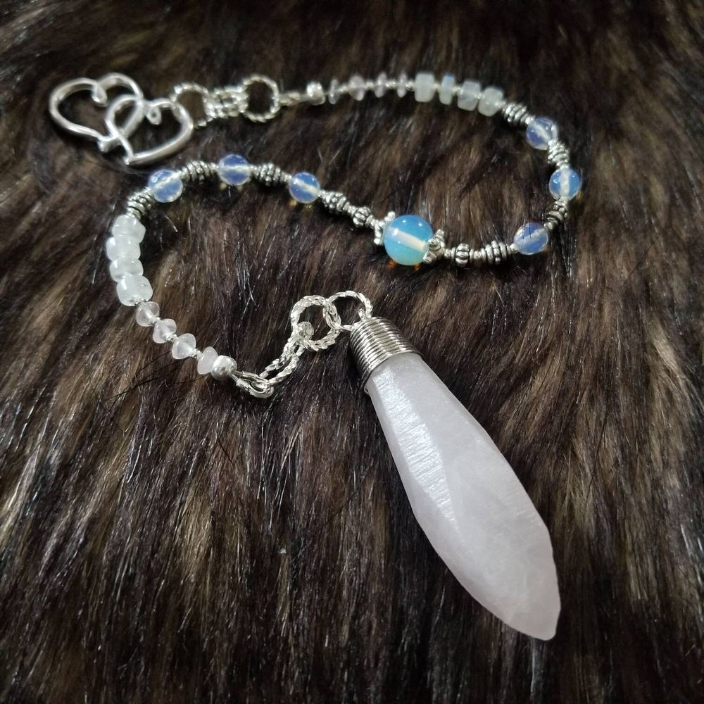 Rose Quartz Pendulum with Moonstone and Opalite
