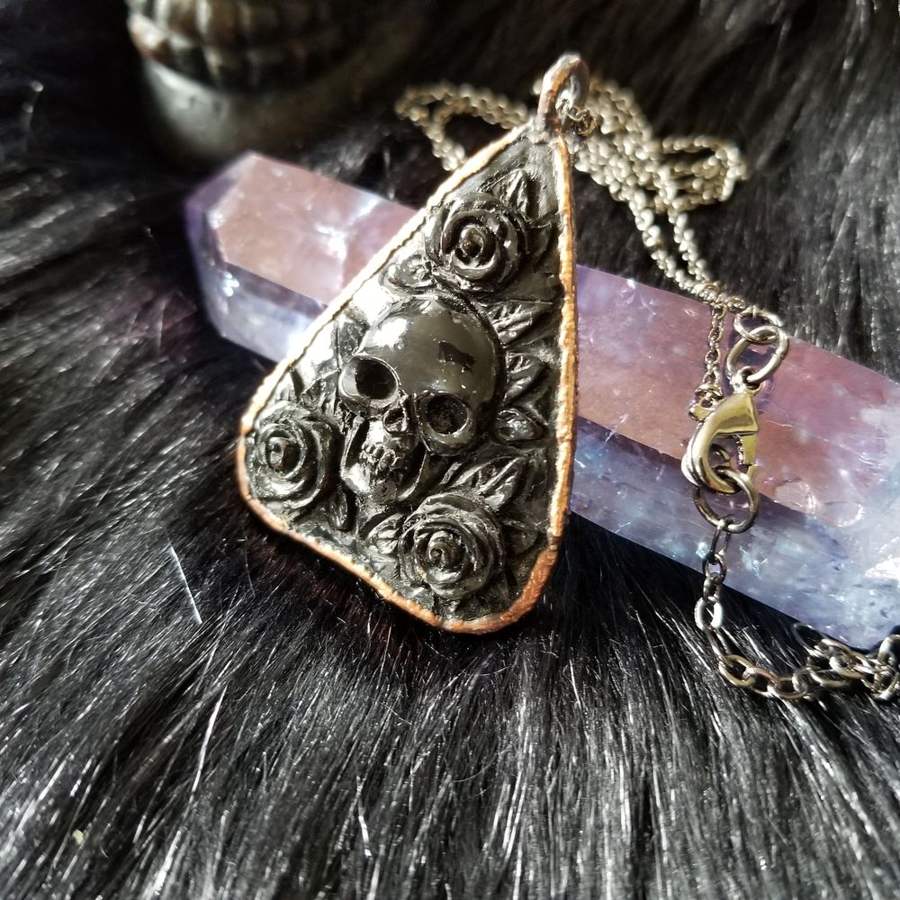Shadow Figure - Electroformed Carved Buffalo Bone Necklace