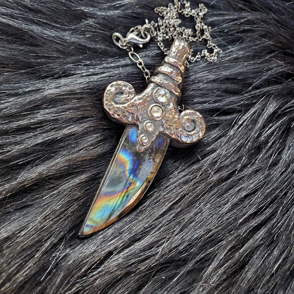 Labradorite Protection Dagger Necklace