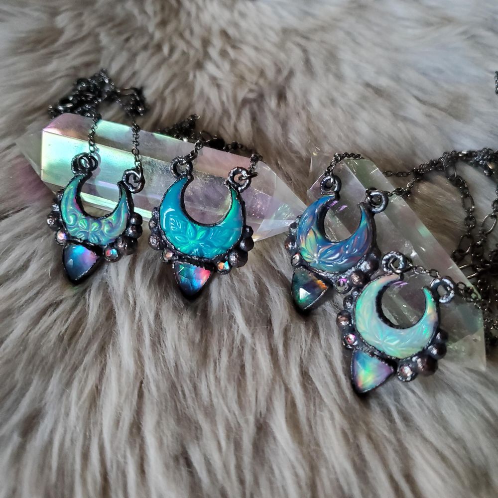 Borealis Collection - Small carved Aurora Opal Crescents in ...