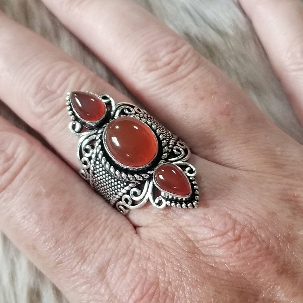 Genuine Carnelian Goddess Ring - size 6.5