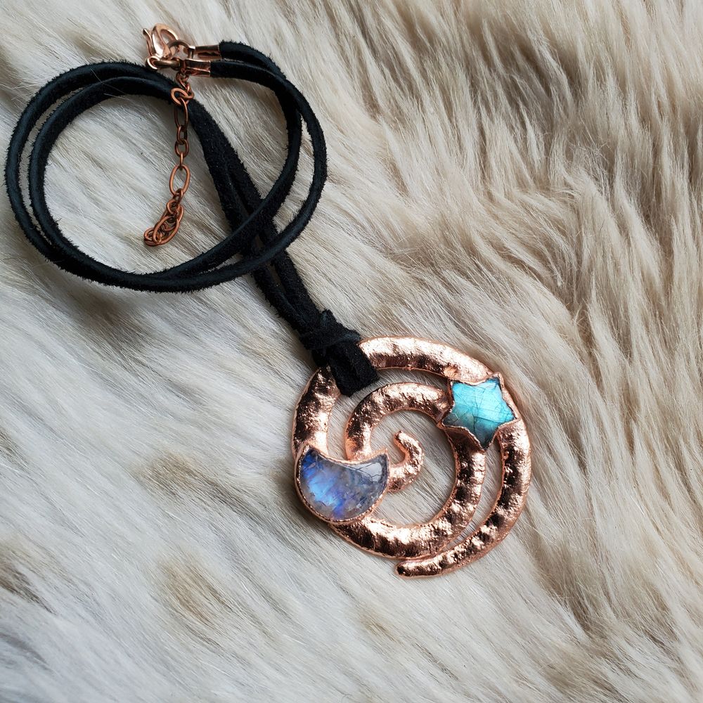 Galaxy - Copper Electroformed Necklace with Labradorite and ...