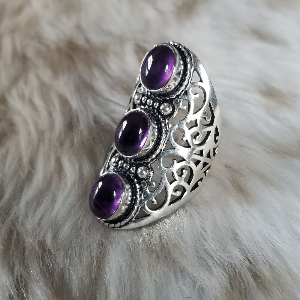 Genuine Amethyst Goddess Ring - size 9