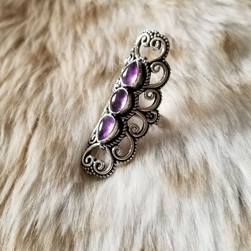 Genuine Amethyst Goddess Ring - size 5
