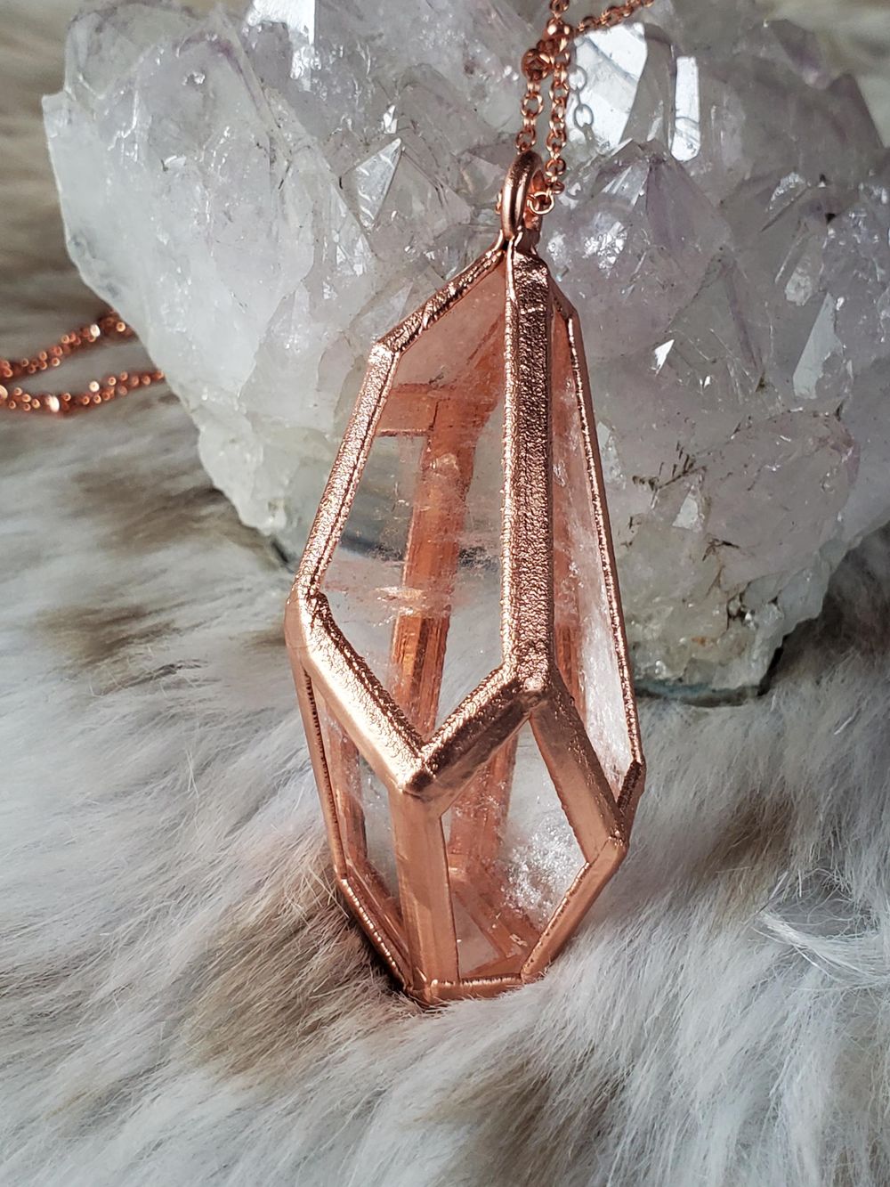 Prismatic Power - Clear Brazilian Quartz Freeform Pendant Ne...